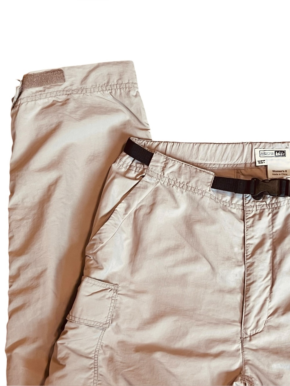 REI Women’s Sz 8 Tan Trailmade Convertible Cargo Pants Nylon Lightweight - Picture 4 of 15
